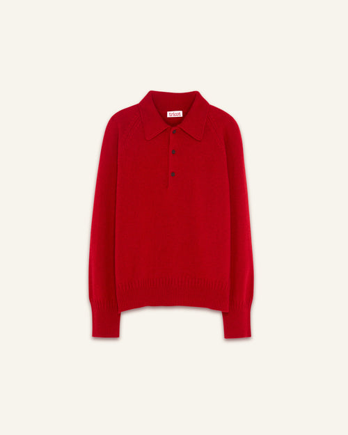 Tricot Polo En Cachemire Rouge Homme – Tricot