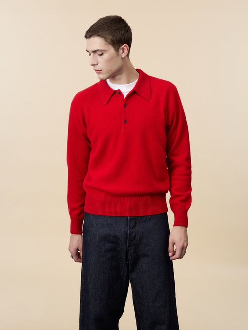 tricot Polo en cachemire Rouge Homme – Tricot