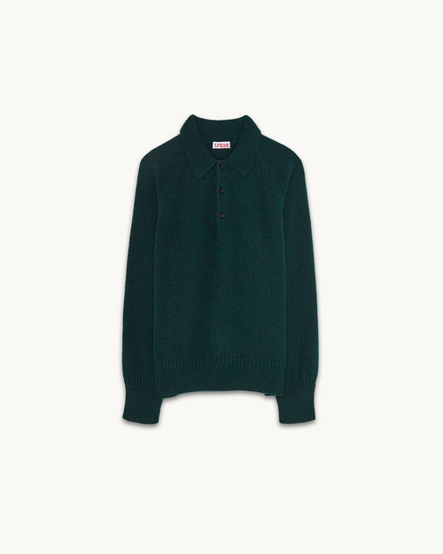Tricot Polo En Cachemire Vert Femme – Tricot