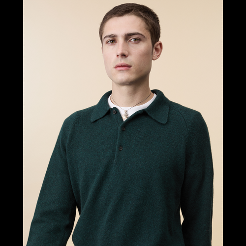 Tricot Polo En Cachemire Vert Homme – Tricot