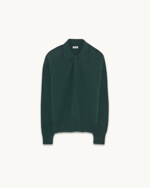 Tricot Polo En Cachemire Vert Tricot X Sabah Femme