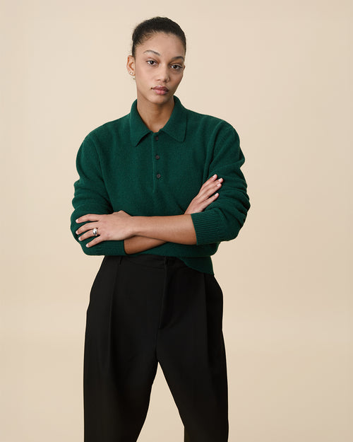 tricot Polo en cachemire Vert Tricot x Sabah Femme