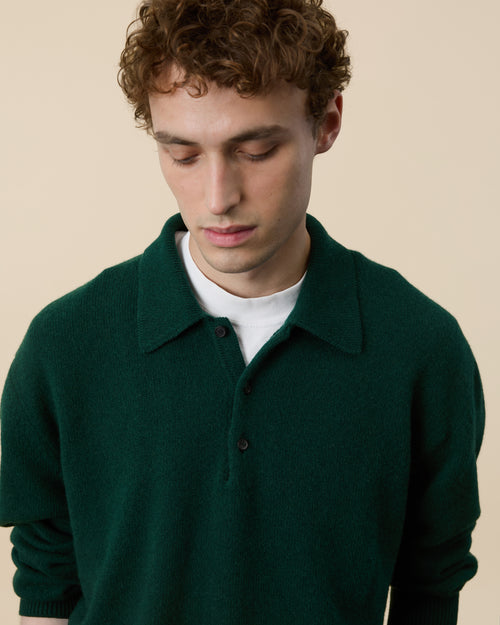 Tricot Polo En Cachemire Vert Tricot X Sabah Homme