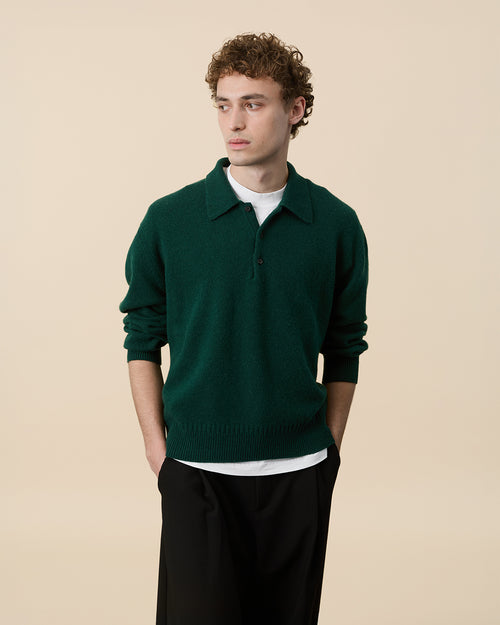 Tricot Polo En Cachemire Vert Tricot X Sabah Homme