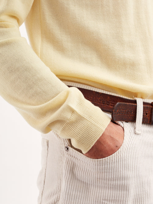 Tricot Polo En Laine Extrafine Jaune Homme – Tricot