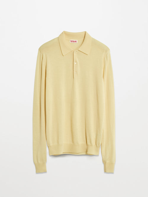 tricot Polo en laine extrafine Jaune Homme – Tricot