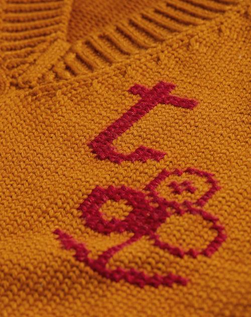 Tricot Pull Col V Tricot Main Ocre Homme – Tricot