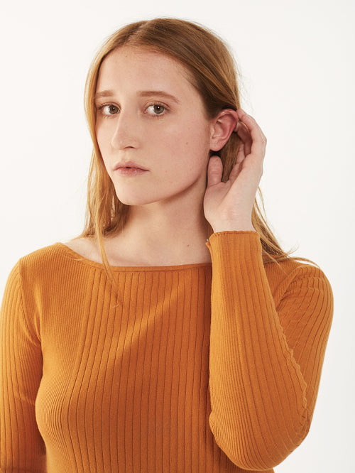 Tricot Pull En Coton Bio Ocre Femme – Tricot
