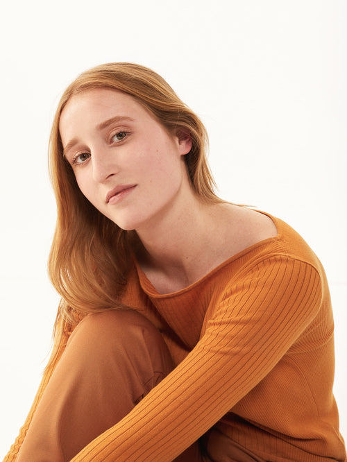 Tricot Pull En Coton Bio Ocre Femme – Tricot