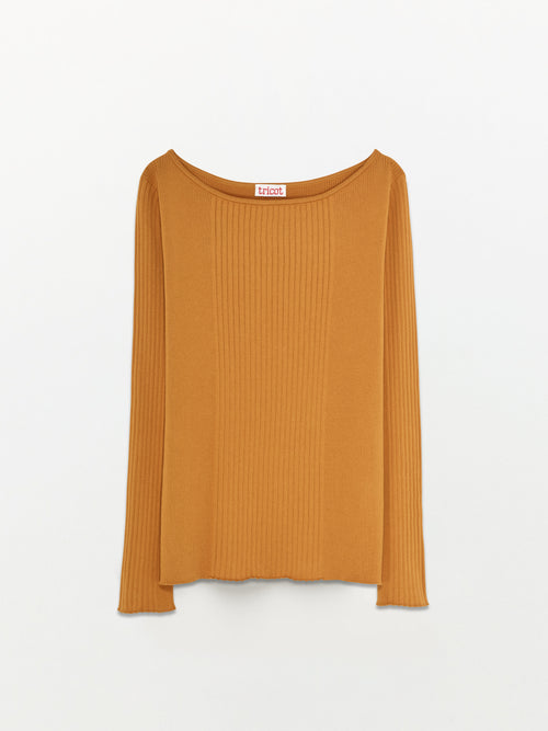 tricot Pull en Coton Bio Ocre Femme – Tricot