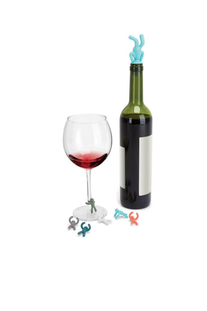 umbra BUDDY - Ensemble de marque-verres & bouchons de bouteille Présentoir de 7 assortis