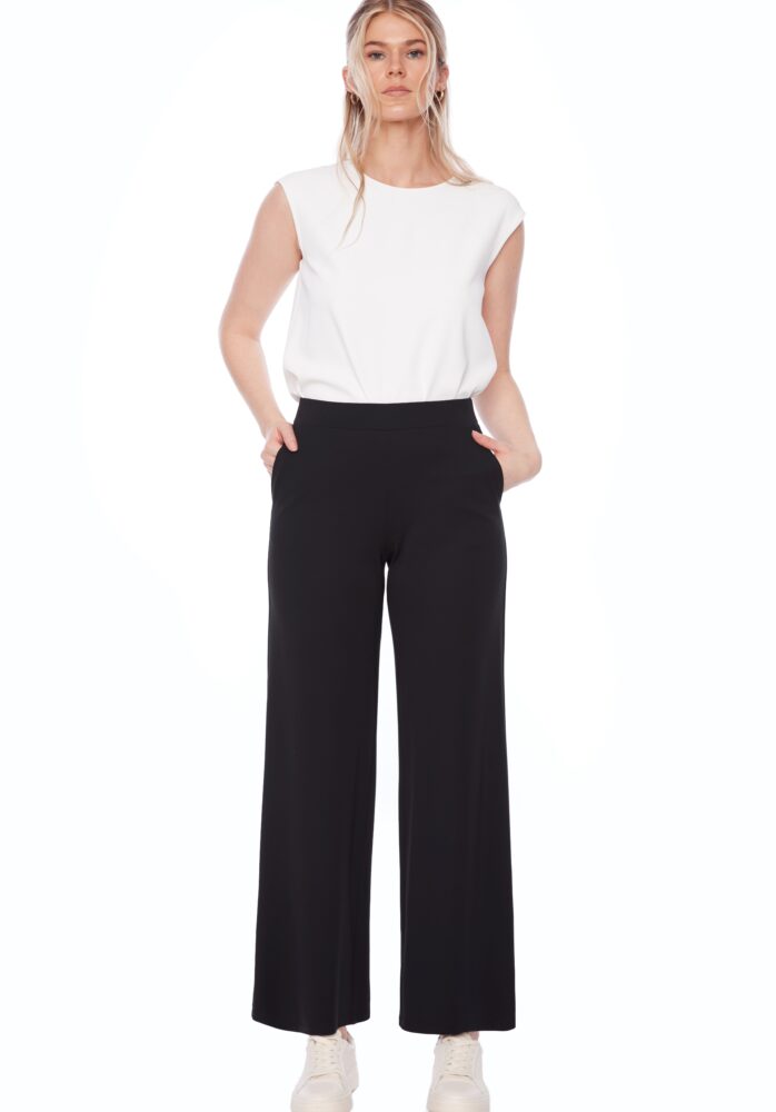 up pants PANTALON AMPLE À JAMBE LARGE EN PONTE LÉGER ET SOLIDE