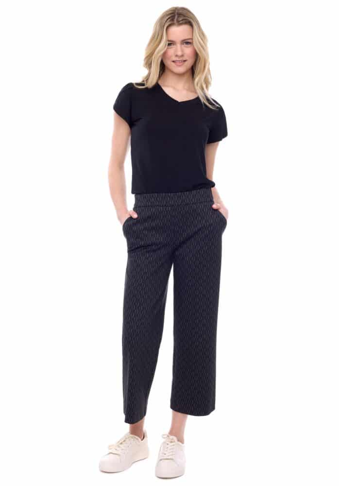 up pants PANTALON CROP À JAMBE LARGE EN PONTE IMPRIMÉ