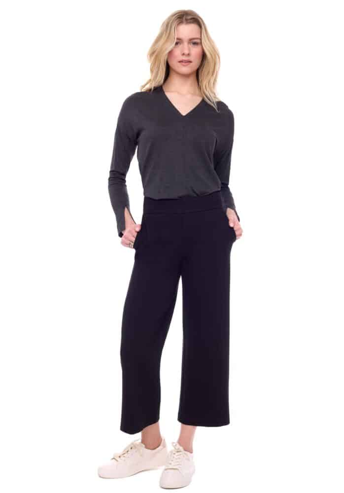up pants PANTALON GAUCHO CROPPED EN PONTE LOURD ET SOLIDE