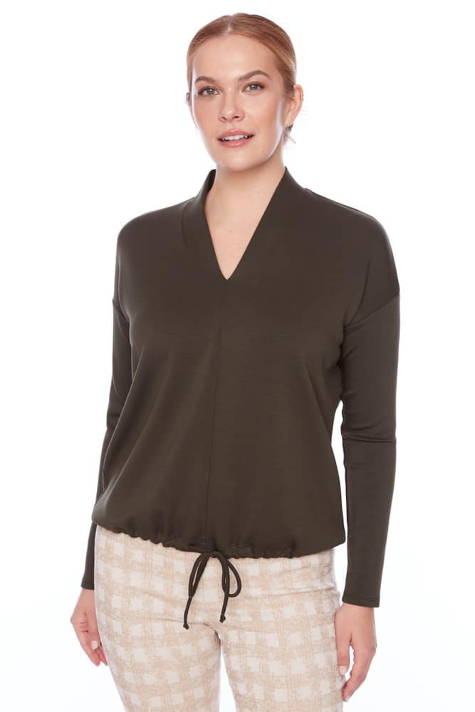 Up Pants TOP À CORDON DE SERRAGE À COL EN V POUR LE BEURRE