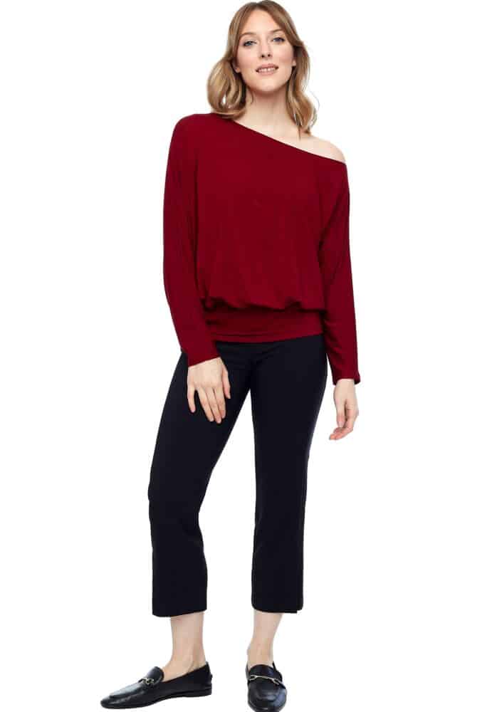 Up Pants TOP À MANCHES LONGUES EN TRICOT DE BAMBOU À ÉPAULES DÉCOUVERTES