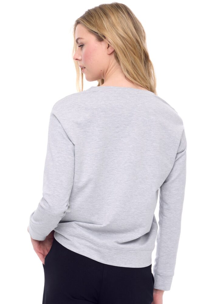 Up Pants TOP EN TISSU ÉPONGE GRIS À COL RAS DU COU JEWEL