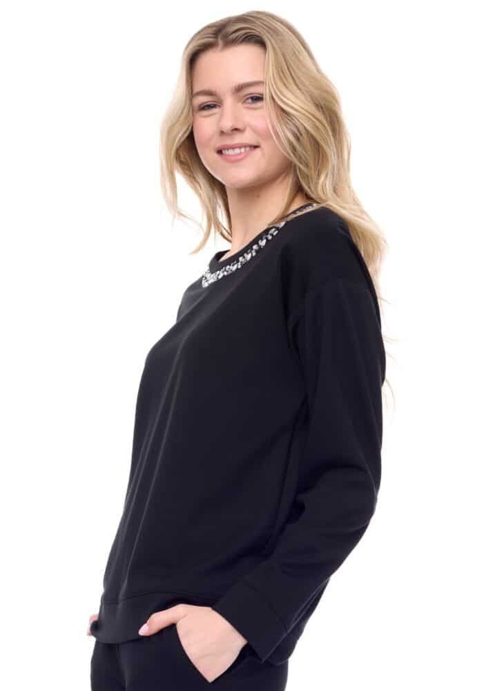 Up Pants BIJOU COL RAS-DU-COU EN TISSU ÉPONGE NOIR