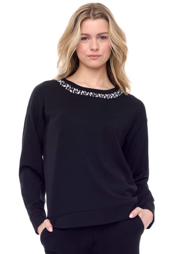 up pants BIJOU COL RAS-DU-COU EN TISSU ÉPONGE NOIR