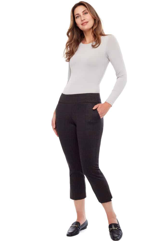 up pants PONTE ESSEX PLAID SLIM LEG CROP