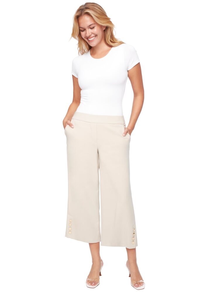 Up Pants SOLID AMALFI WIDE-LEG CROPPED PANTALON
