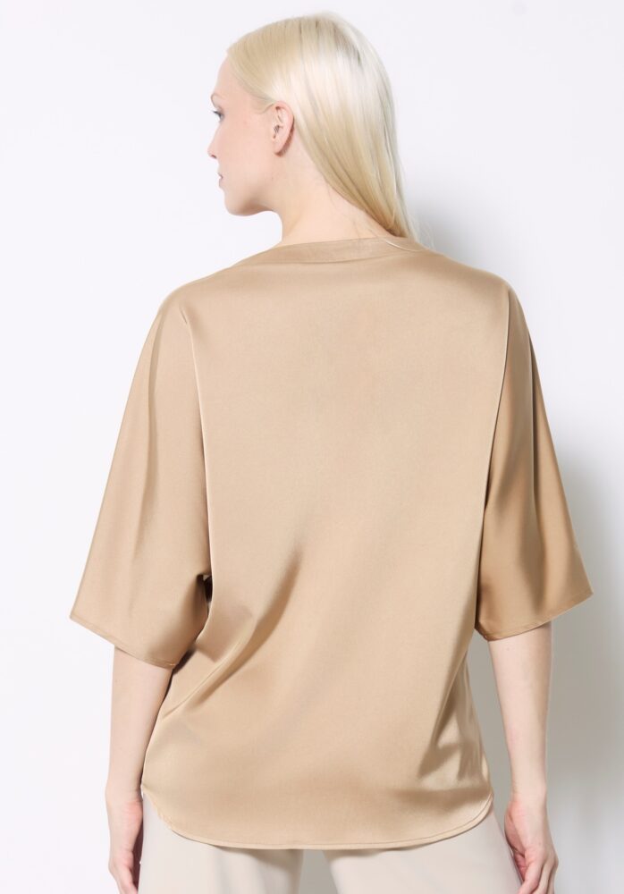 Up Pants T-SHIRT COL V EN SATIN DE BÉLIZE SOLIDE