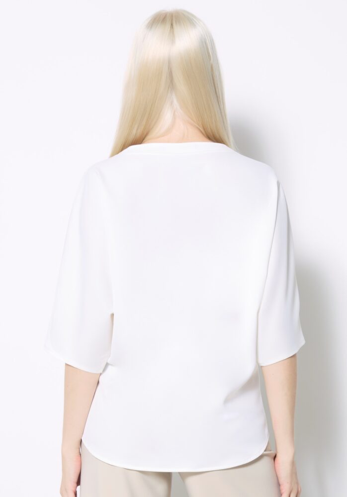 Up Pants T-SHIRT COL V EN SATIN DE BÉLIZE SOLIDE