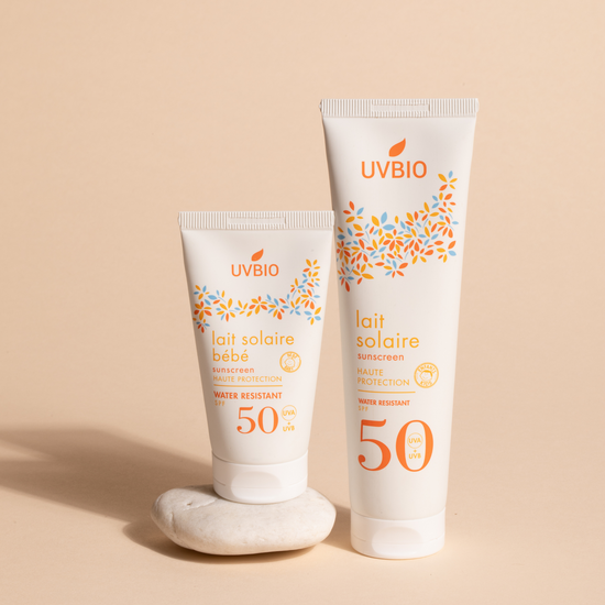 uvbio Kit Family 50 - Lait solaire Bébé SPF50 & lait solaire SPF50 en 100ml