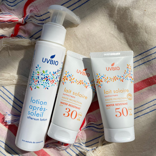 uvbio Kit Voyage - Lait solaire SPF50 en 50ml Lait solaire SPF30 en 50ml & lotion après soleil