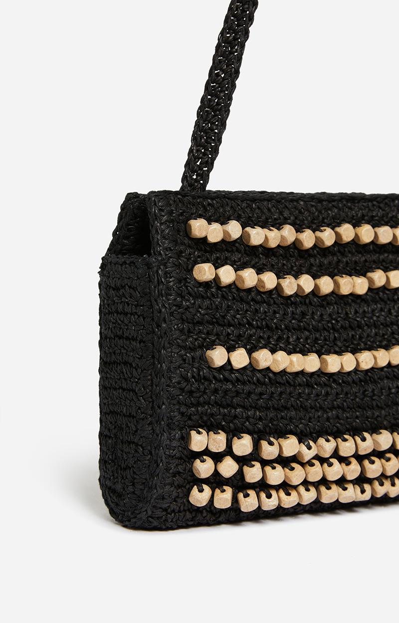 Vanessa Bruno Pochette En Raphia Avec Perles En Bois