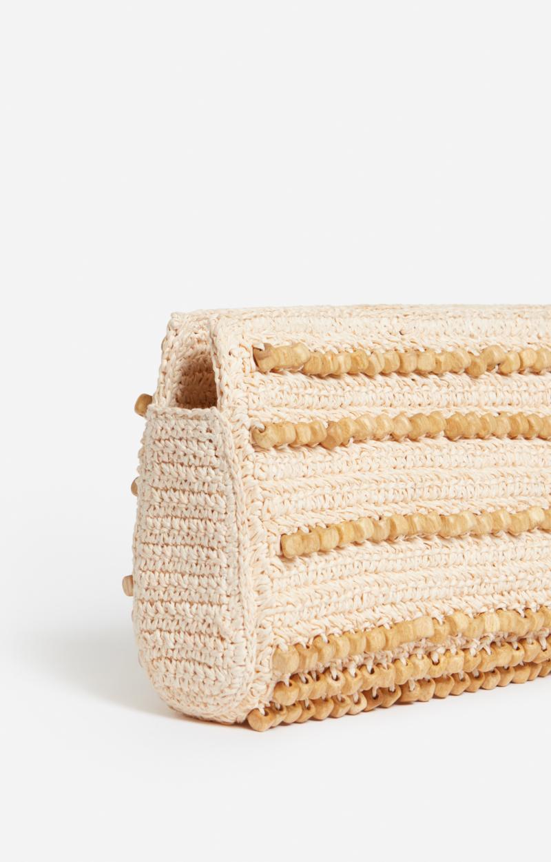 Vanessa Bruno Pochette En Raphia Avec Perles En Bois