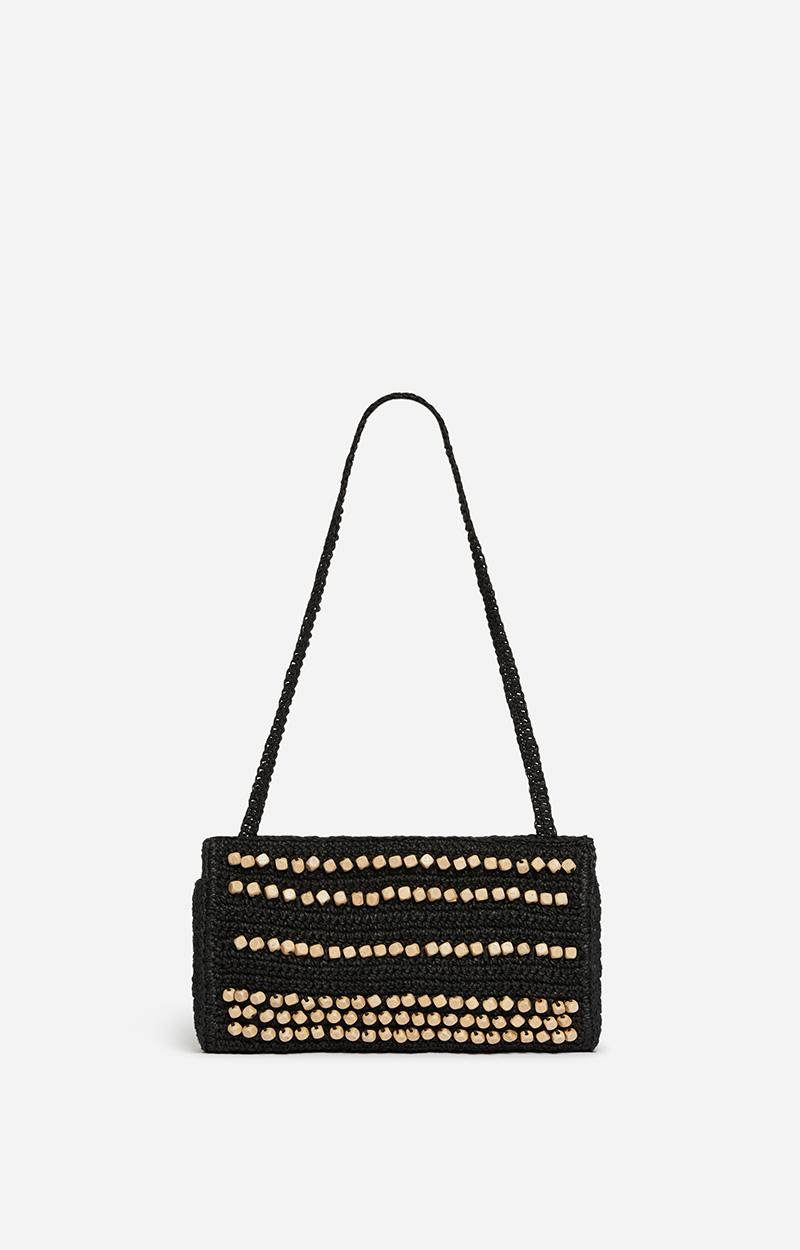 vanessa bruno Pochette en raphia avec perles en bois