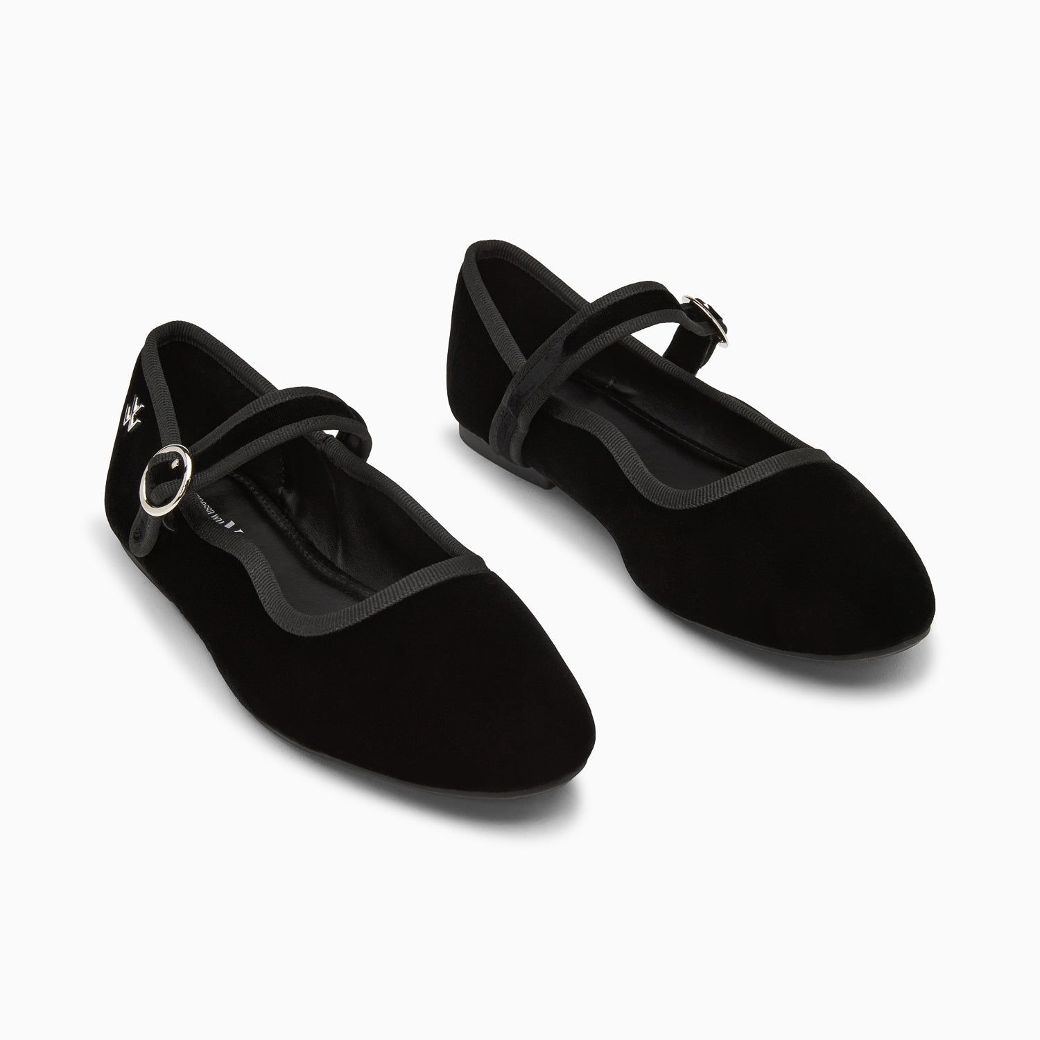 Vanessa Wu Ballerines Amelie En Velours Noir à Bride