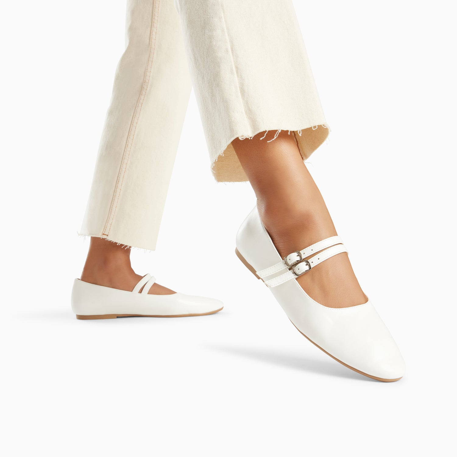 Vanessa Wu Ballerines Luce Blanches à Doubles Brides