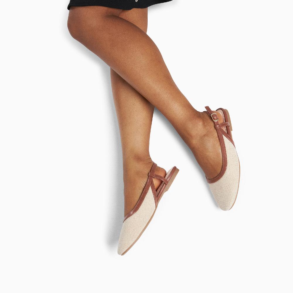 Vanessa Wu Ballerines Slingback Tina Beiges à Bride