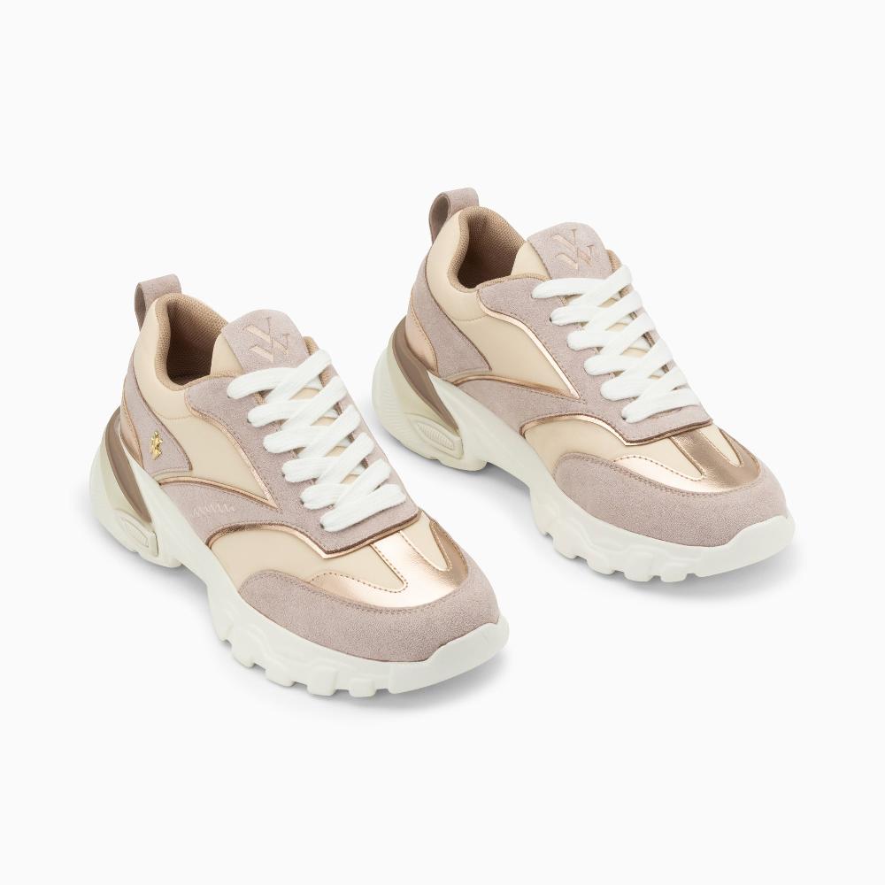 Vanessa Wu Baskets Alexane Lilas Et Rose Gold à Semelle épaisse