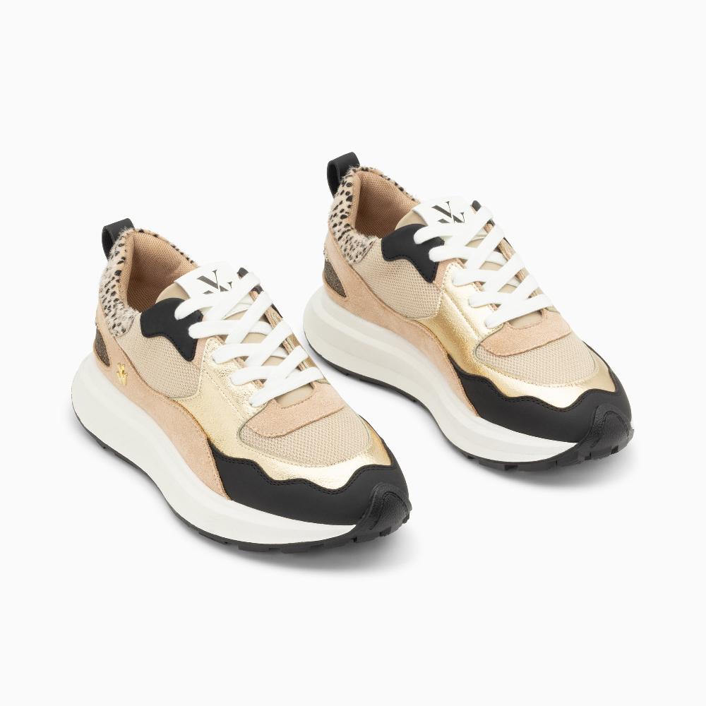 Vanessa Wu Baskets Alice Beige Et Noir à Semelle Oversize