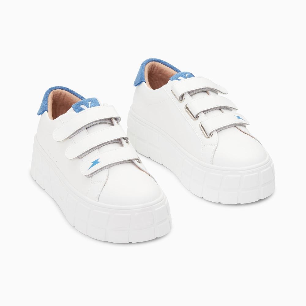 Vanessa Wu Baskets Coraline Blanc Et Bleu à Plateforme