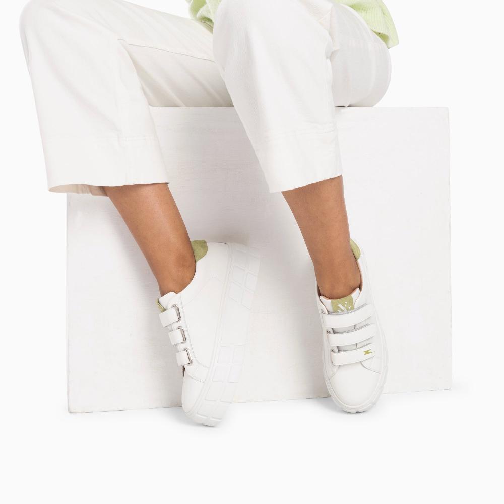 Vanessa Wu Baskets Coraline Blanc Et Vert à Plateforme