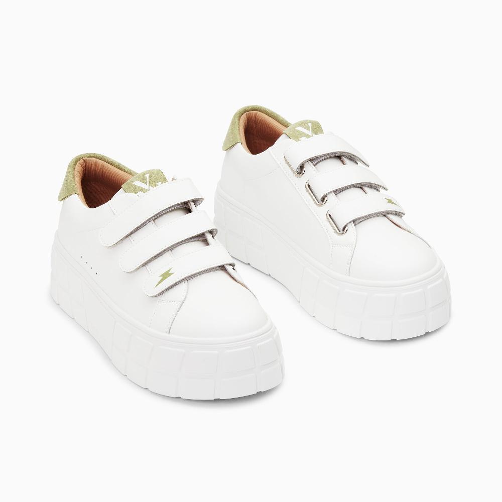 Vanessa Wu Baskets Coraline Blanc Et Vert à Plateforme