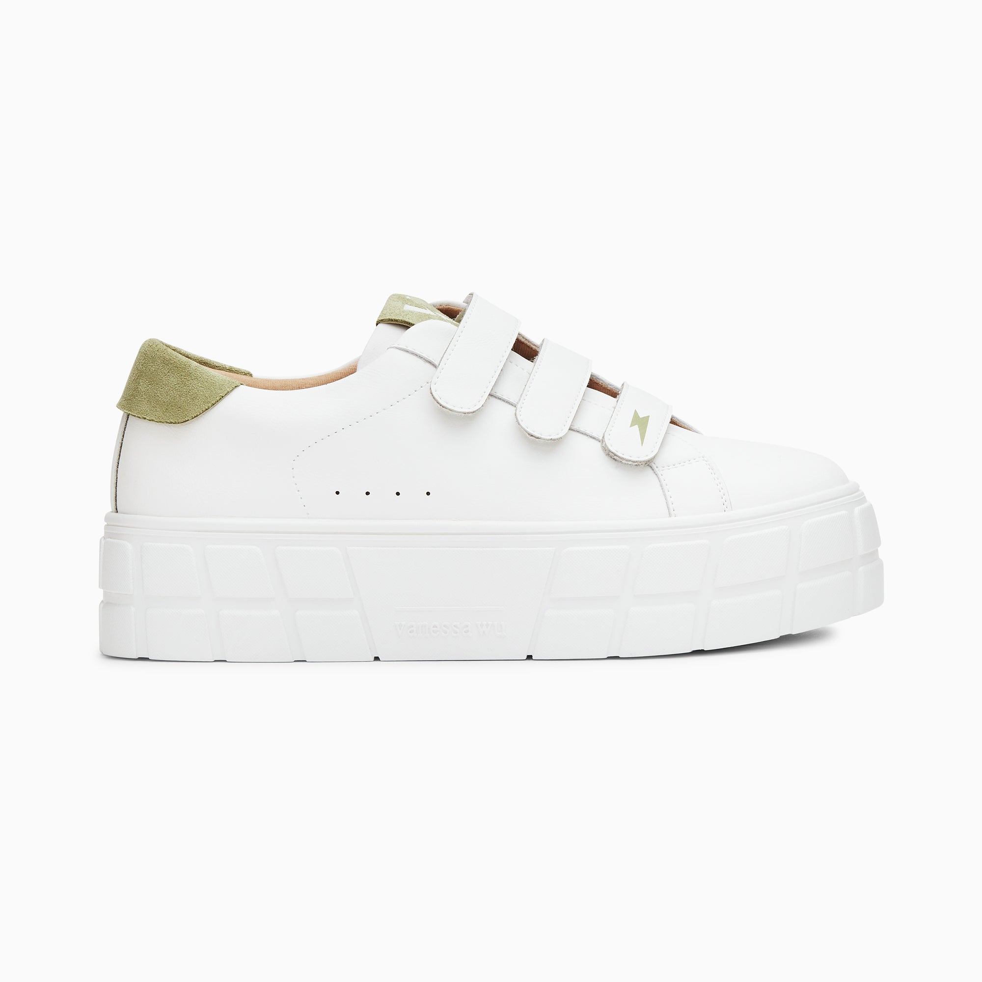 vanessa wu Baskets Coraline blanc et vert à plateforme