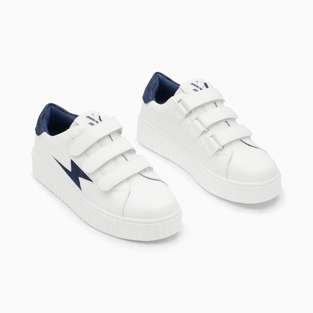 Vanessa Wu Baskets éclair Aleïna Blanc Et Denim à Scratchs