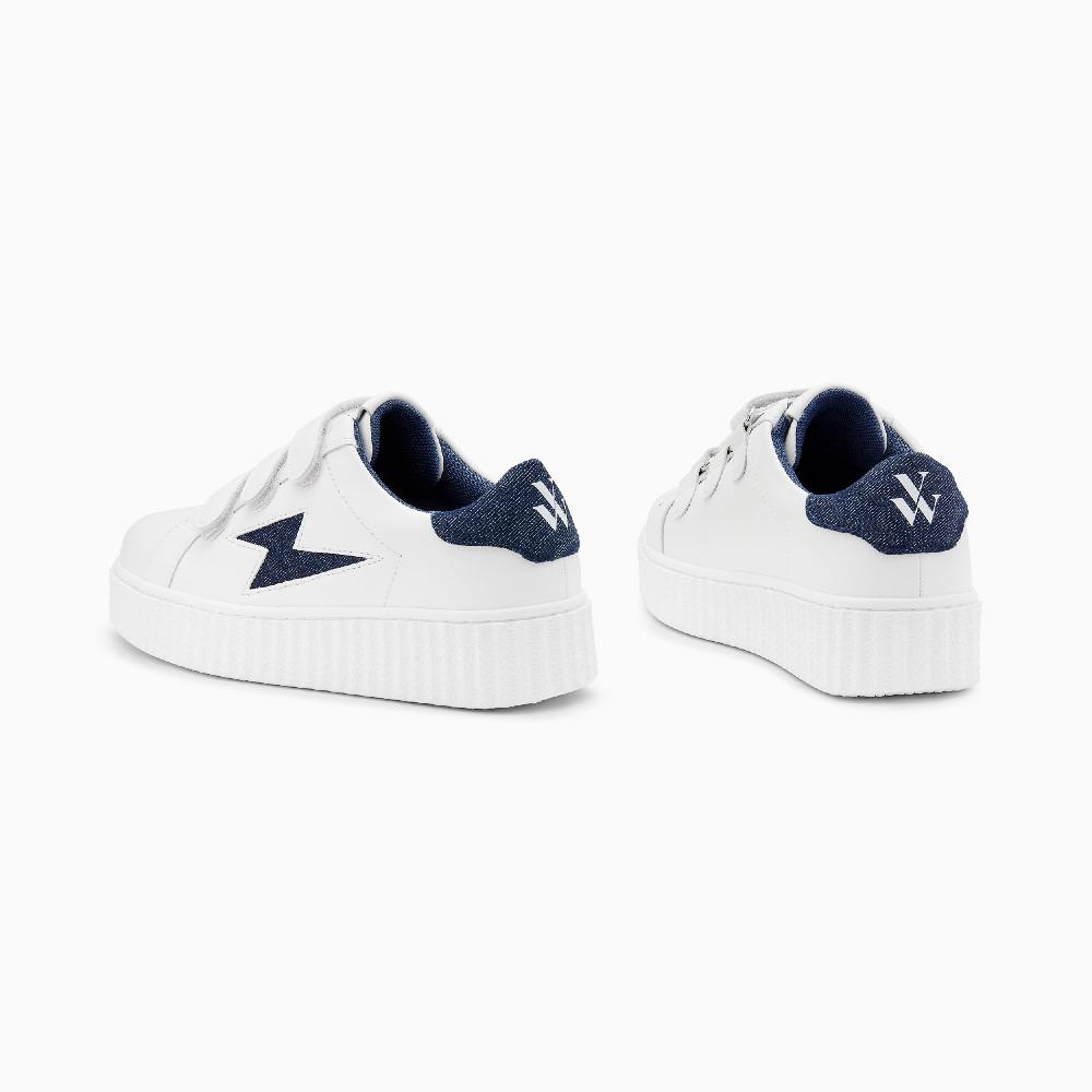 Vanessa Wu Baskets éclair Aleïna Blanc Et Denim à Scratchs
