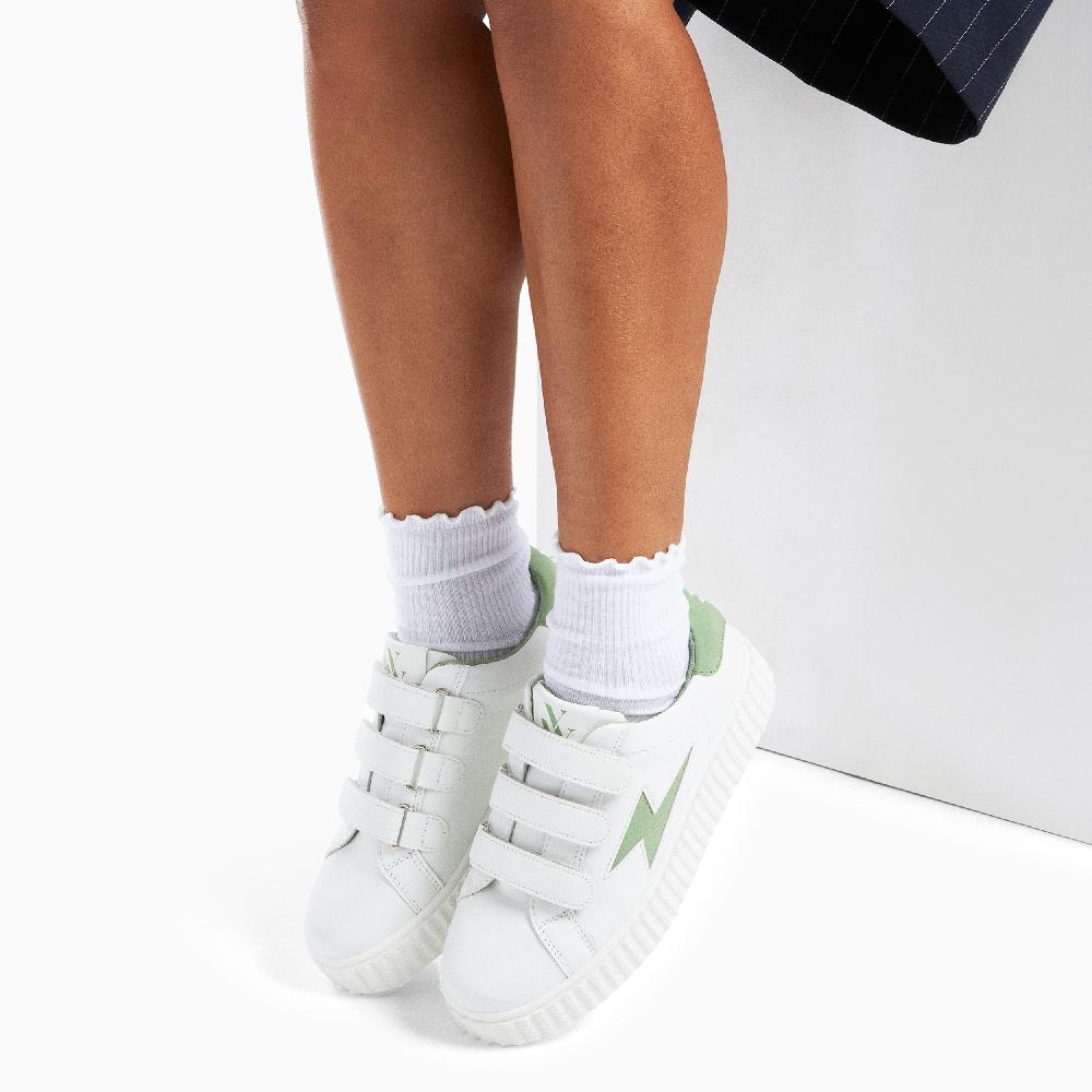 Vanessa Wu Baskets éclair Aleïna Blanc Et Vert Amande à Scratchs