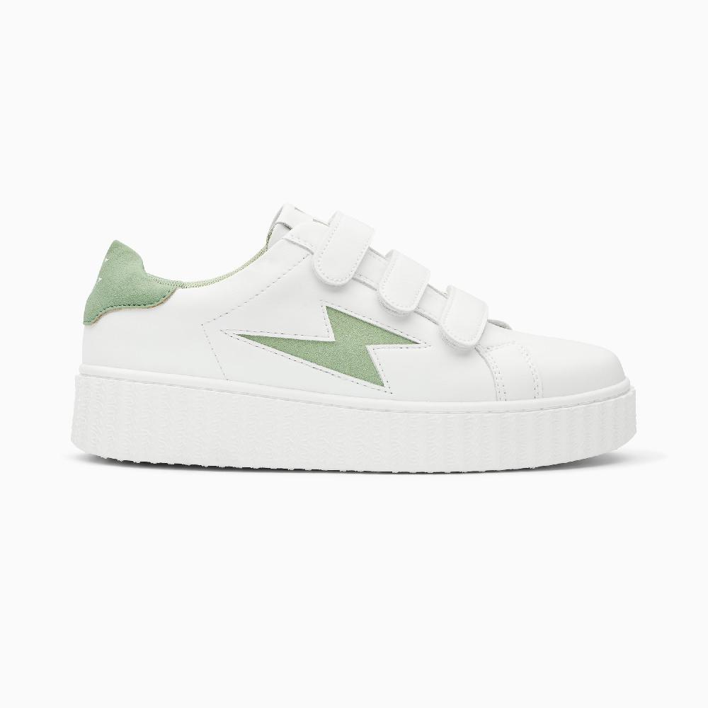 vanessa wu Baskets éclair Aleïna blanc et vert amande à scratchs