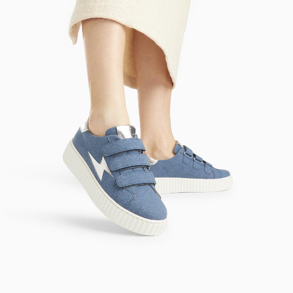 Vanessa Wu Baskets éclair Alison Bleu Et Argent à Scratchs