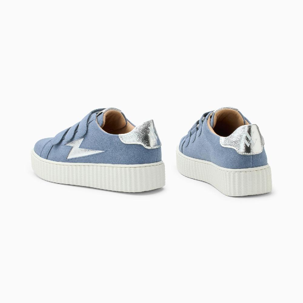 Vanessa Wu Baskets éclair Alison Bleu Et Argent à Scratchs