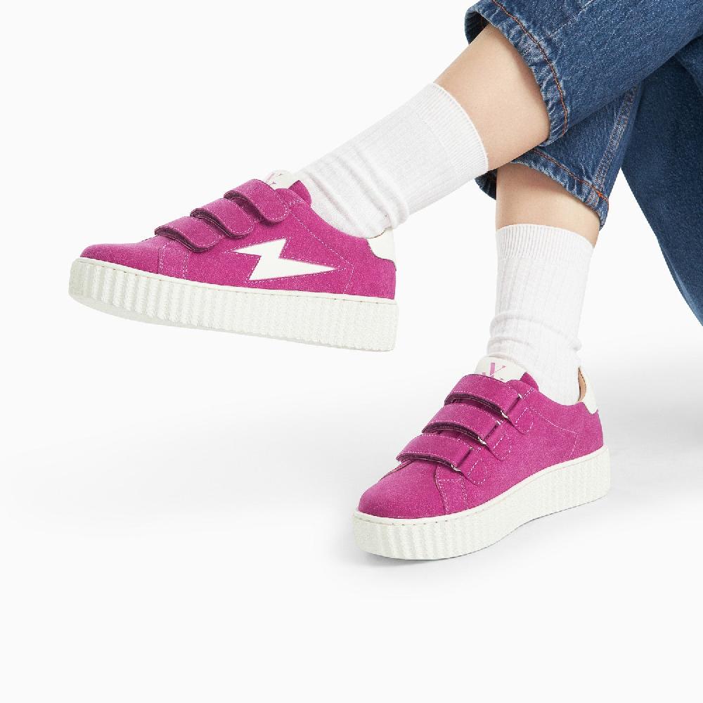 Vanessa Wu Baskets éclair Alison Fuchsia Et Blanc à Scratchs