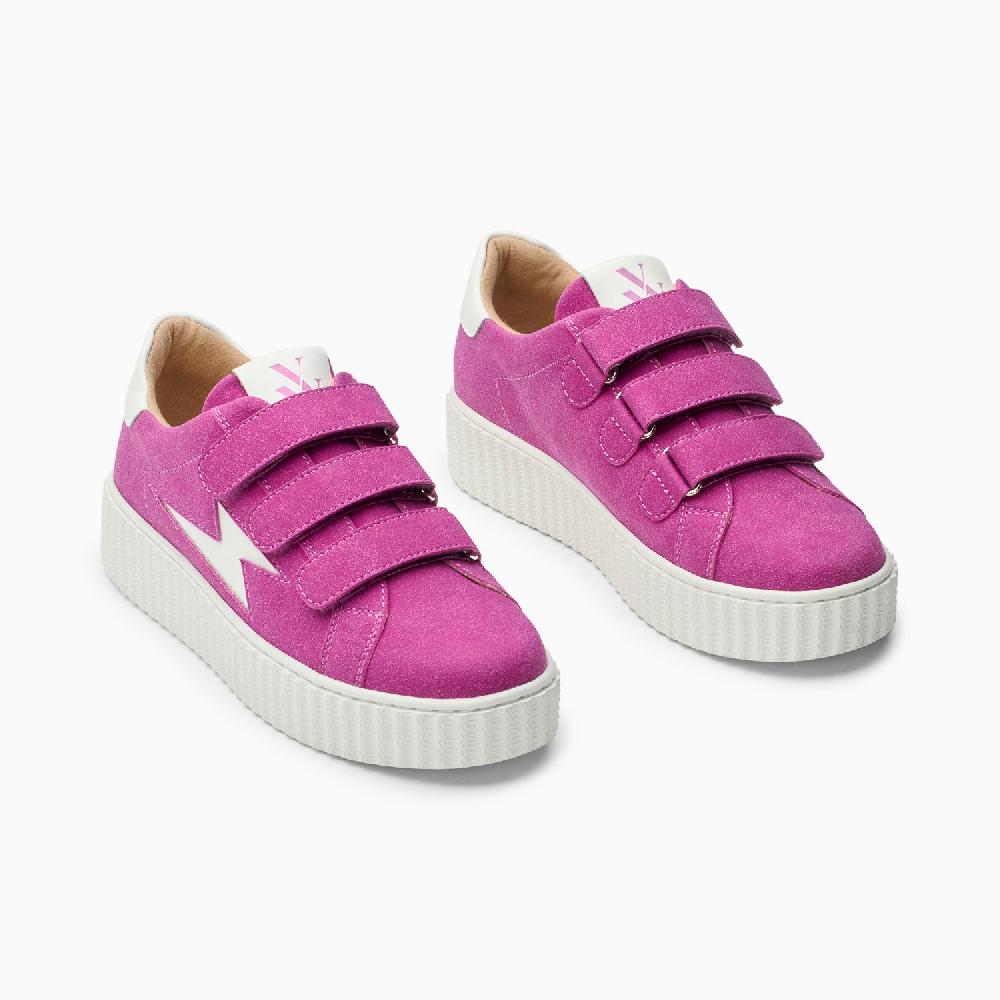 Vanessa Wu Baskets éclair Alison Fuchsia Et Blanc à Scratchs