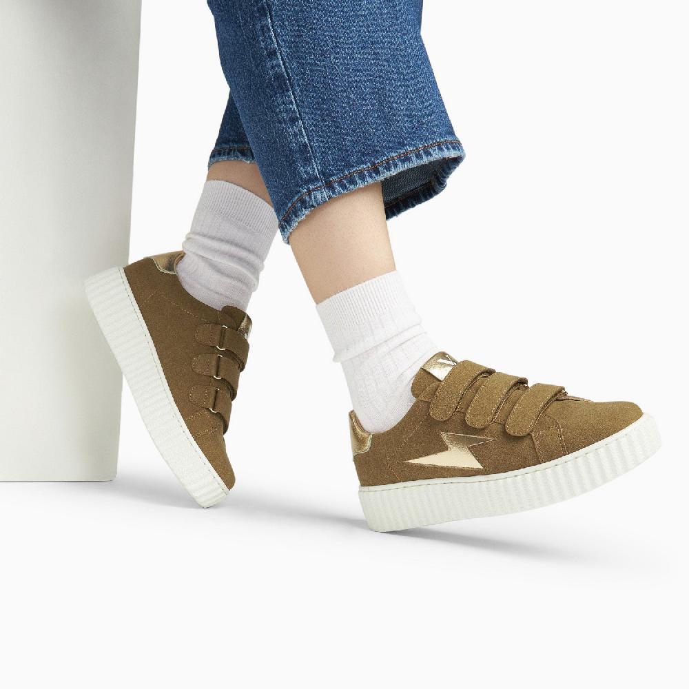 Vanessa Wu Baskets éclair Alison Kaki Et Or à Scratchs